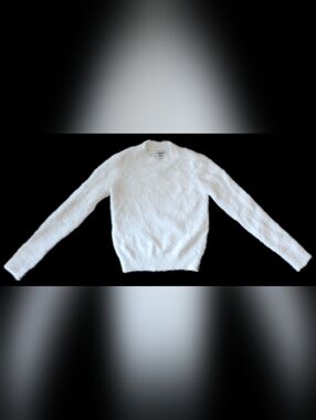 #C124 Sunday Best Creamy White Fuzzy Crewneck Sweater